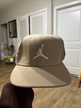 Jordan Jumpman Beige Snapback Hat with White Logo